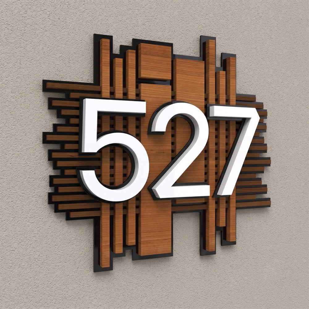 Slatted Iroko Wood House Number Sign, Large