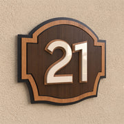 3D Layered Iroko Wood & Acrylic House Number Sign