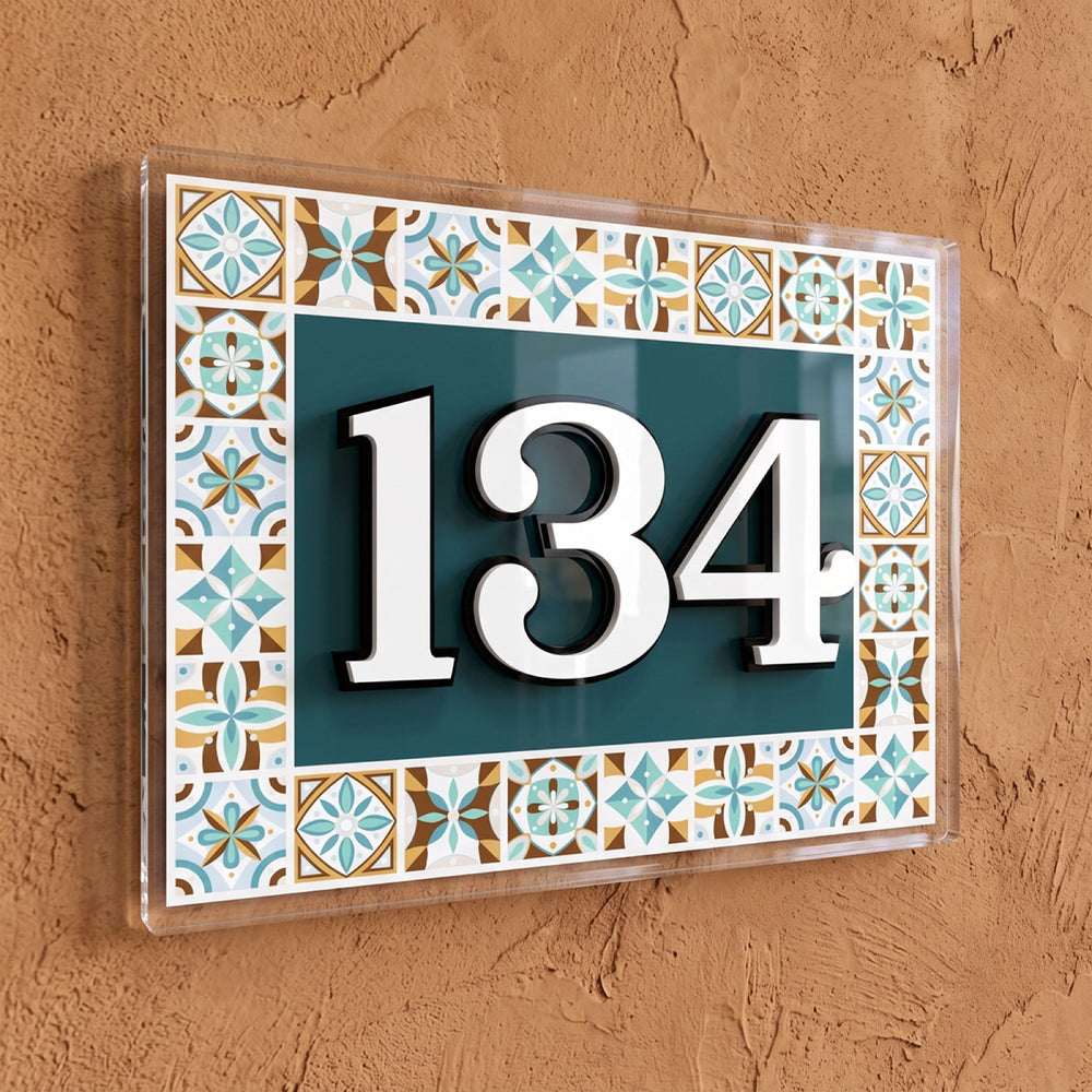 Mediterranean Crest 3D House Number Sign