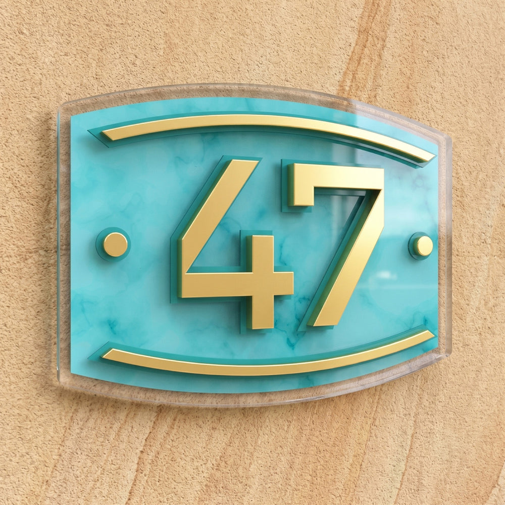 Turquoise & Gold Acrylic Address Plaque