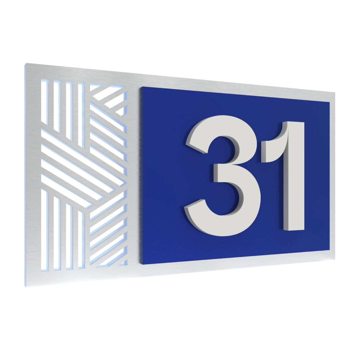 Royal Blue & Silver Acrylic House Number Sign