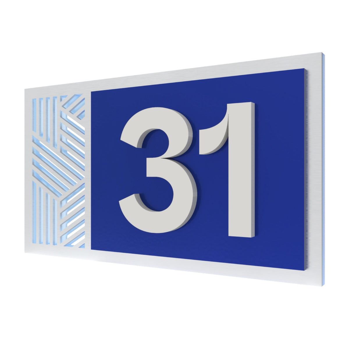Royal Blue & Silver Acrylic House Number Sign