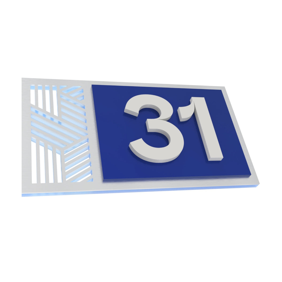 Royal Blue & Silver Acrylic House Number Sign