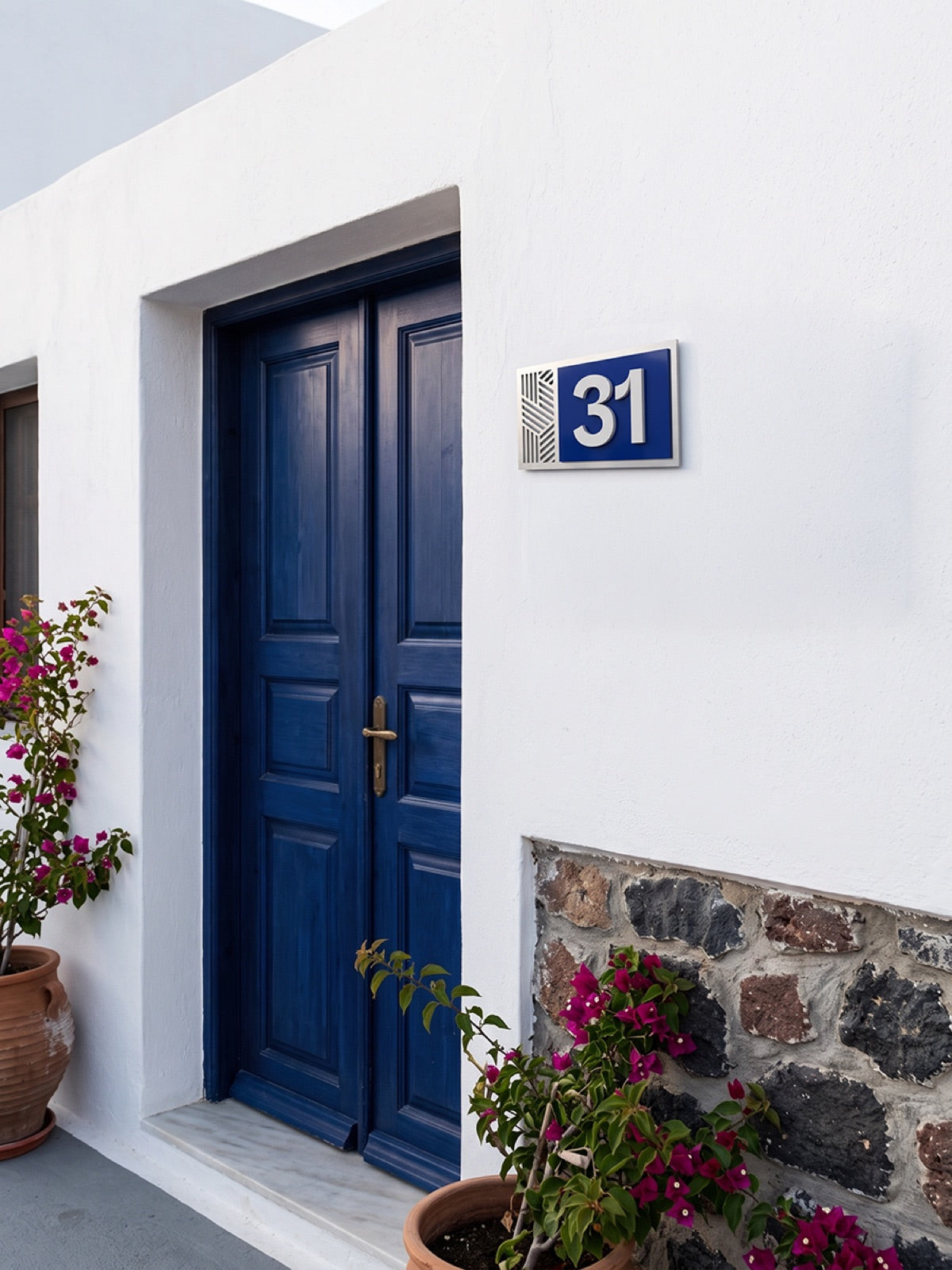Royal Blue & Silver Acrylic House Number Sign