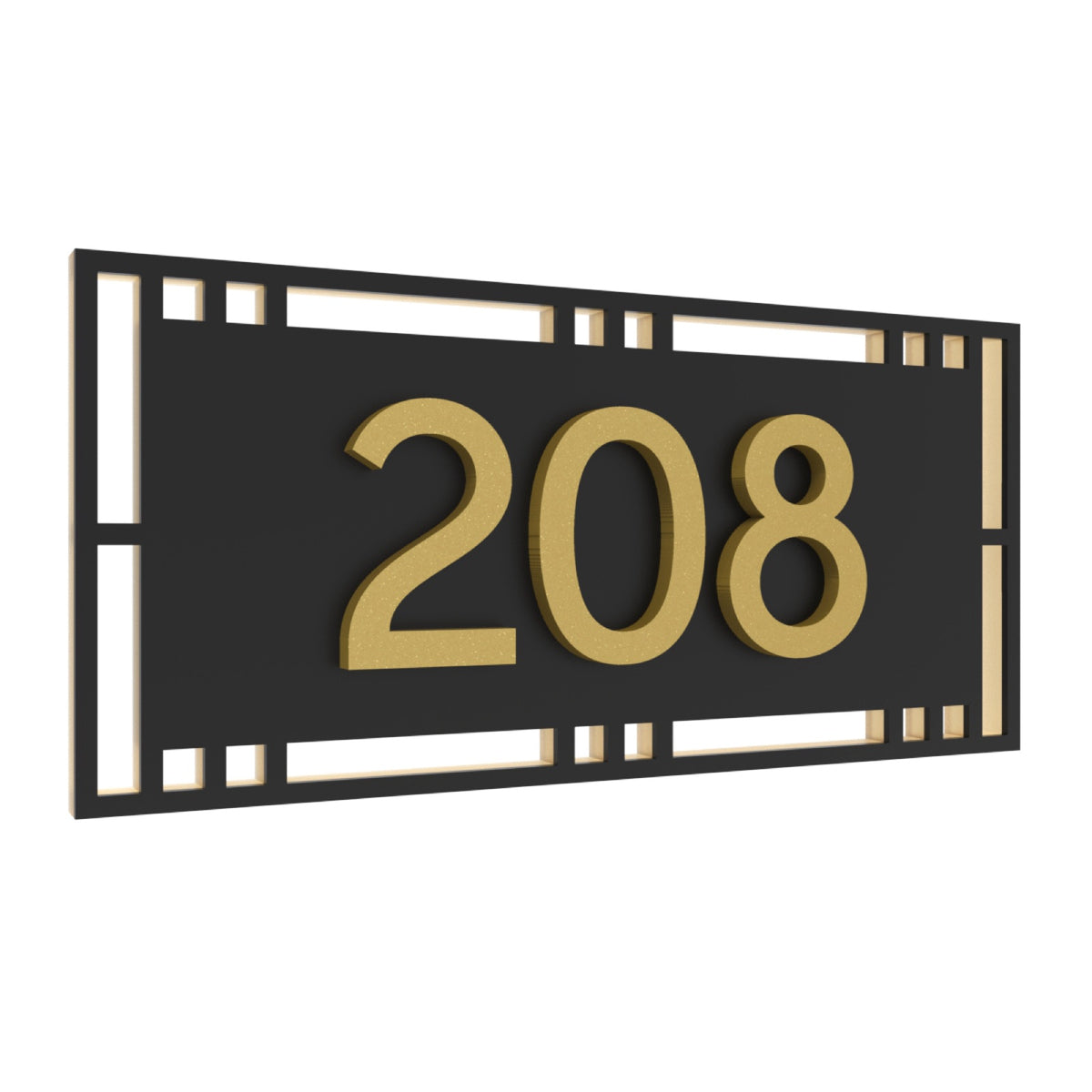 Black & Gold Acrylic House Number Sign