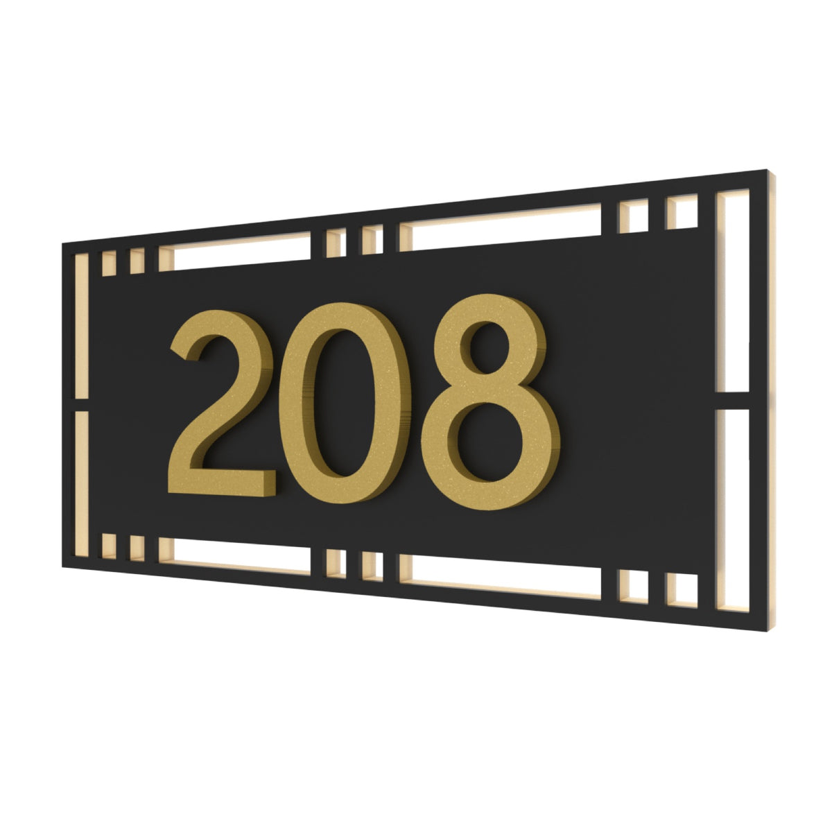 Black & Gold Acrylic House Number Sign