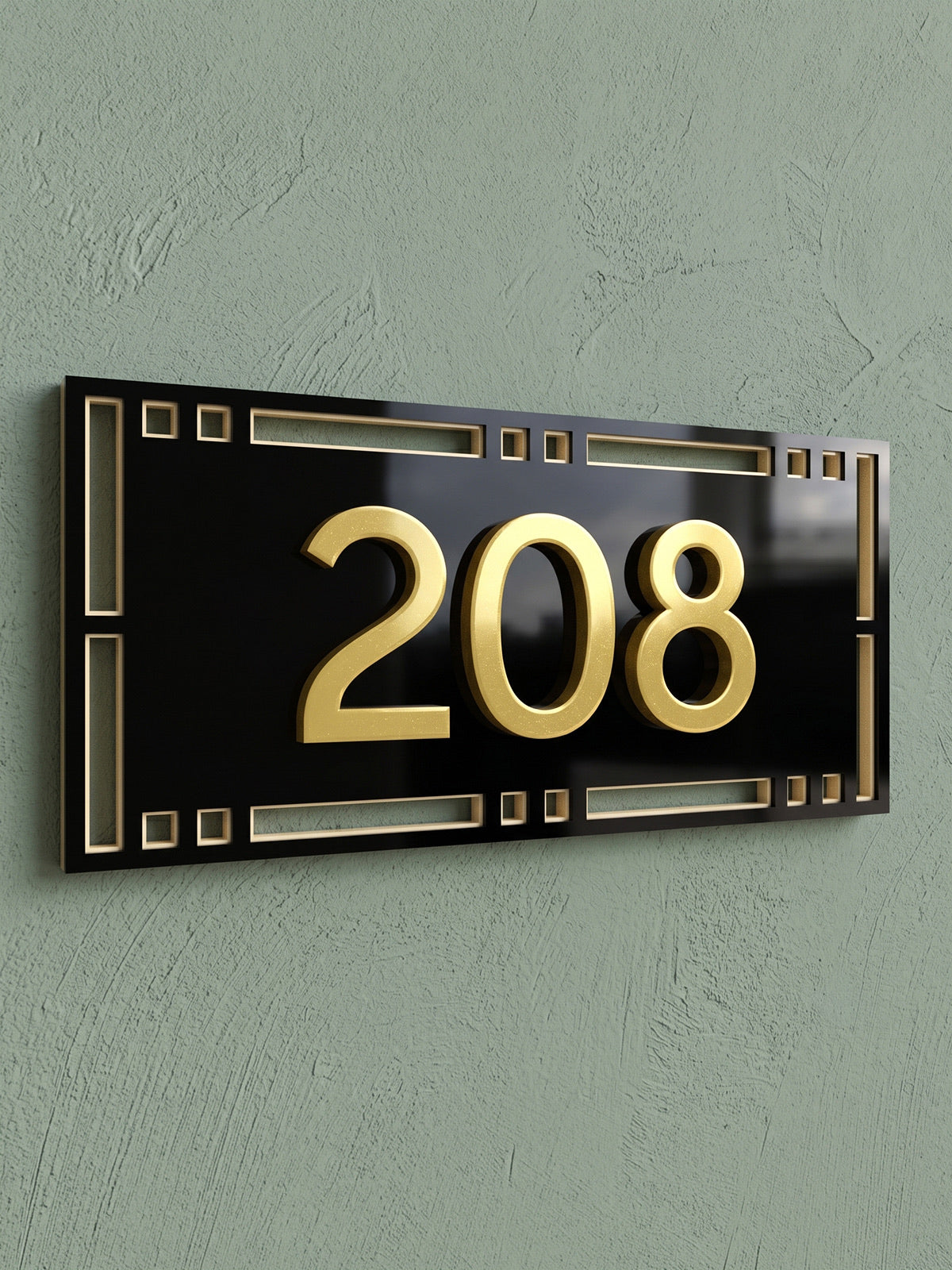 Black & Gold Acrylic House Number Sign