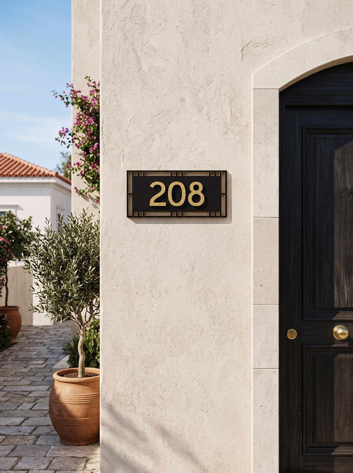 Black & Gold Acrylic House Number Sign