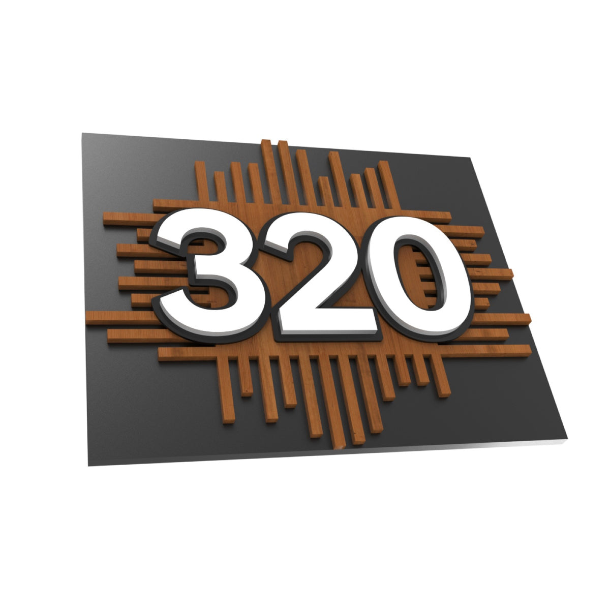 Iroko Wood & Matte Black Acrylic House Number Sign