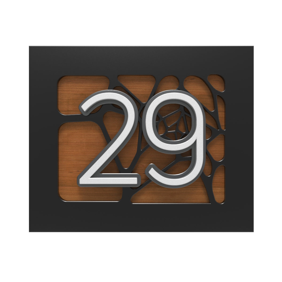 Black & Silver Acrylic Address Plaque on Iroko Wood