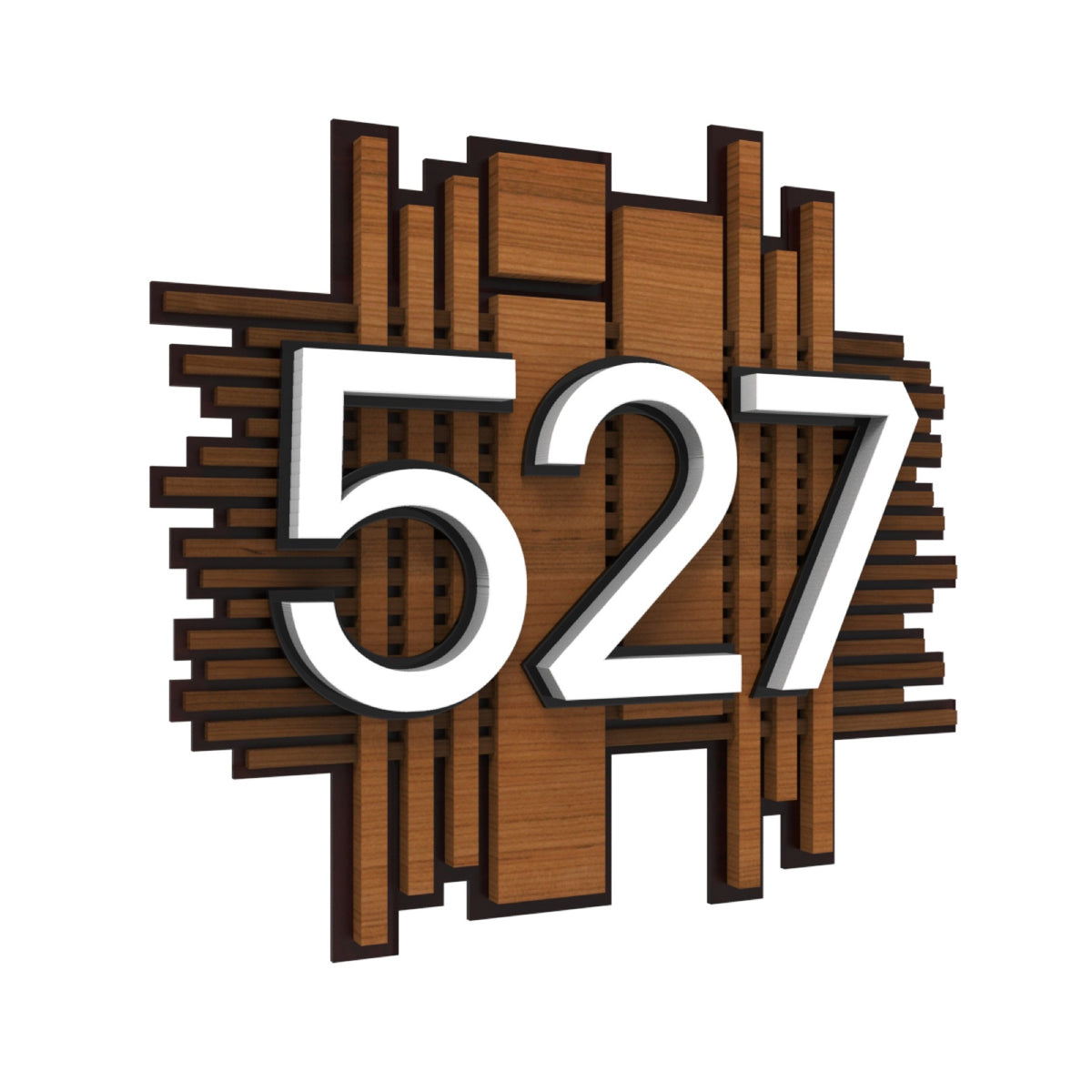 Slatted Iroko Wood House Number Sign, Large