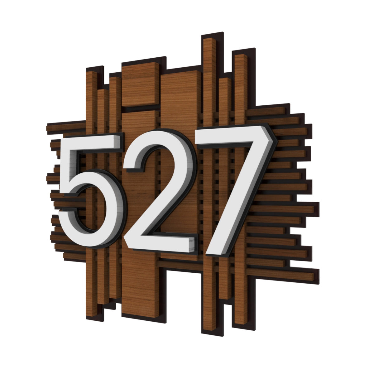 Slatted Iroko Wood House Number Sign, Large