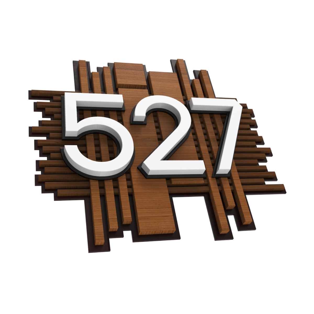 Slatted Iroko Wood House Number Sign, Large
