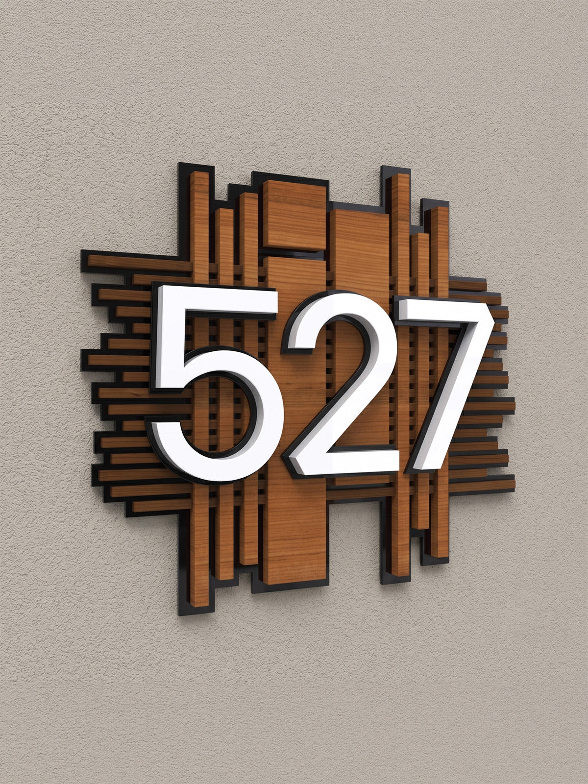 Slatted Iroko Wood House Number Sign, Large