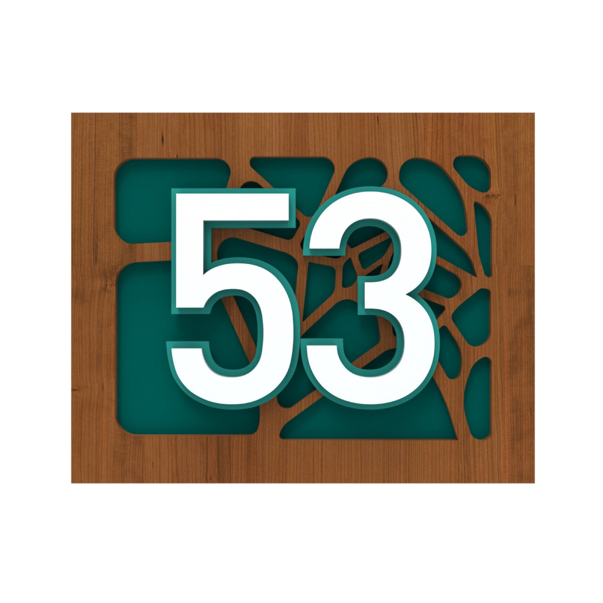 Iroko Wood & Emerald Green Acrylic House Number Sign