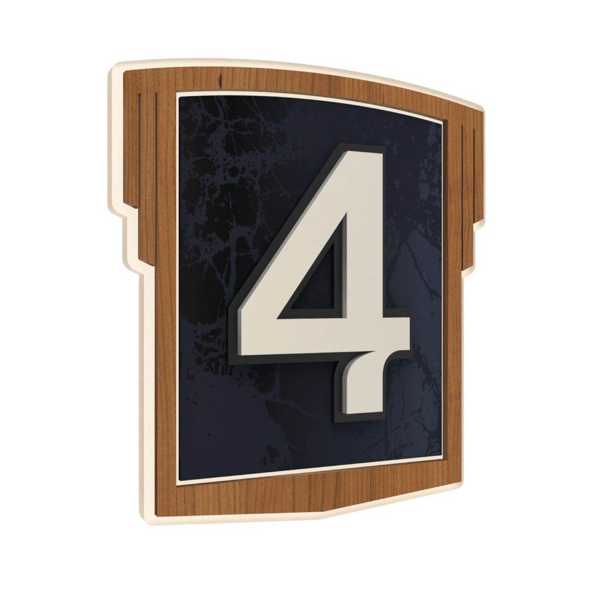 Art Deco Iroko Wood & Blue Marble Acrylic House Number Sign