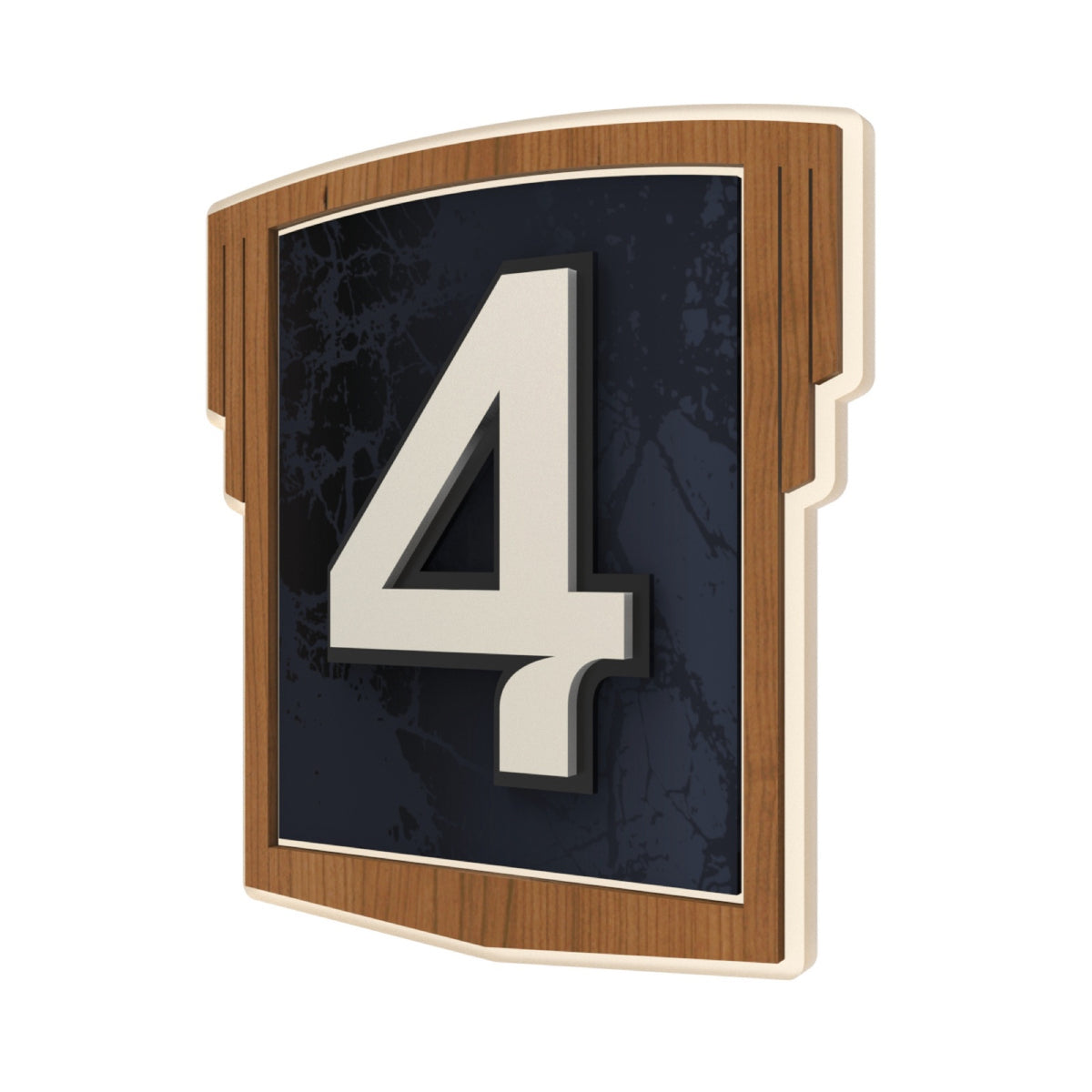 Art Deco Iroko Wood & Blue Marble Acrylic House Number Sign