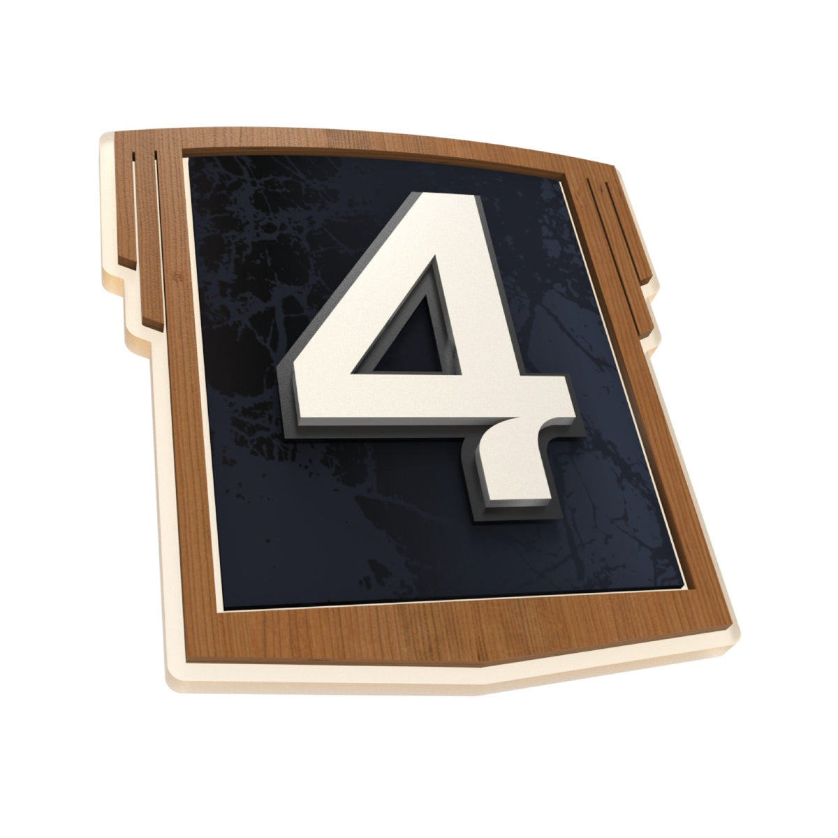Art Deco Iroko Wood & Blue Marble Acrylic House Number Sign