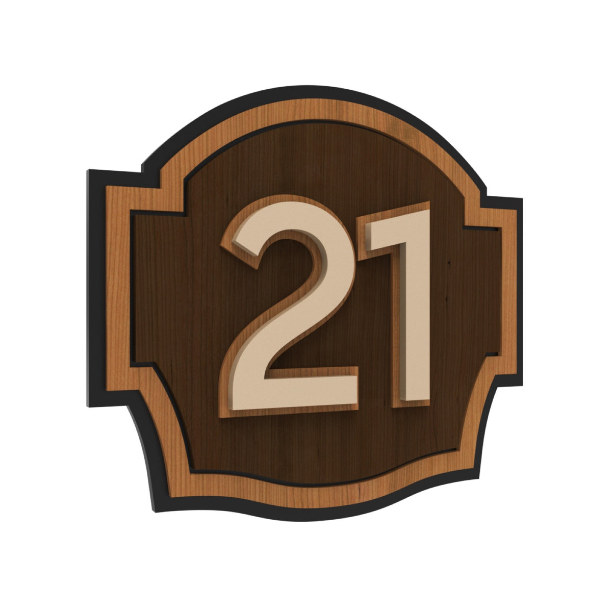 3D Layered Iroko Wood & Acrylic House Number Sign