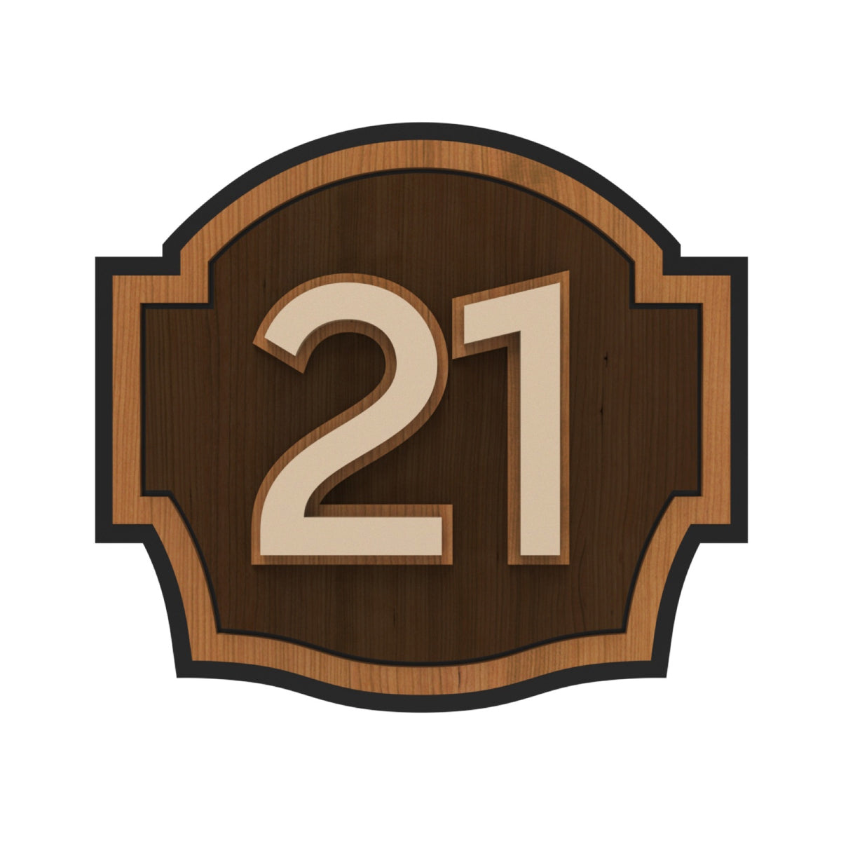 3D Layered Iroko Wood & Acrylic House Number Sign