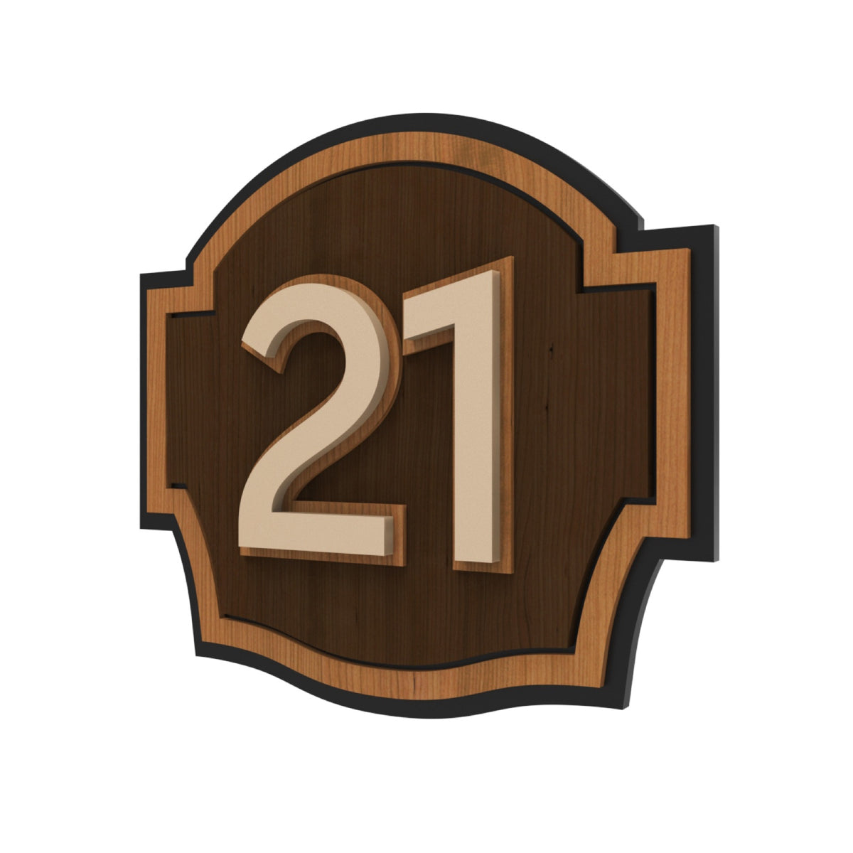 3D Layered Iroko Wood & Acrylic House Number Sign