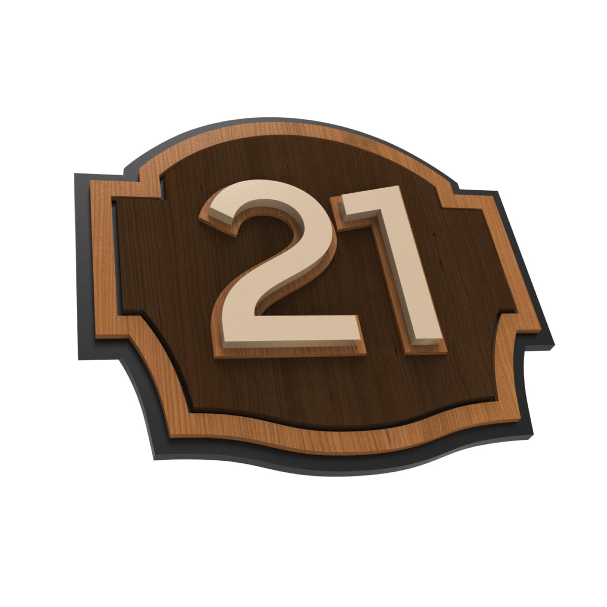 3D Layered Iroko Wood & Acrylic House Number Sign