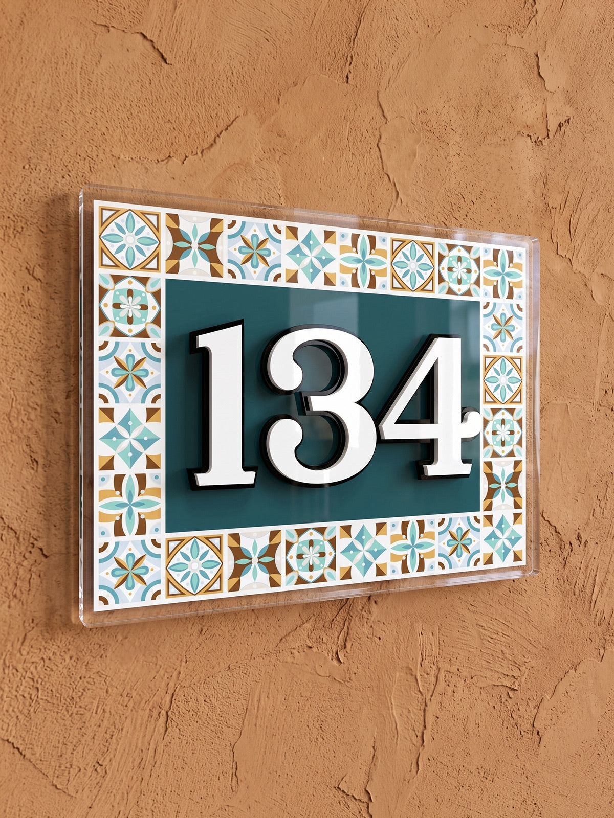 Mediterranean Crest 3D House Number Sign