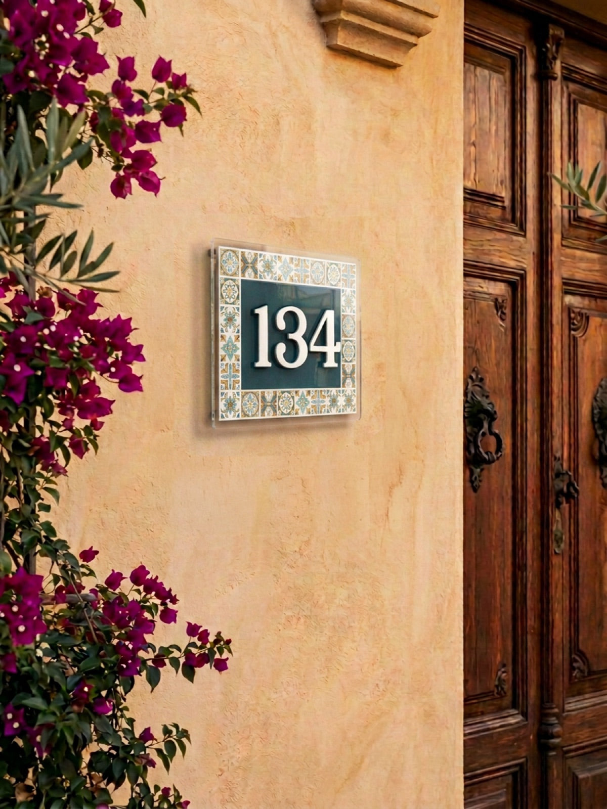 Mediterranean Crest 3D House Number Sign