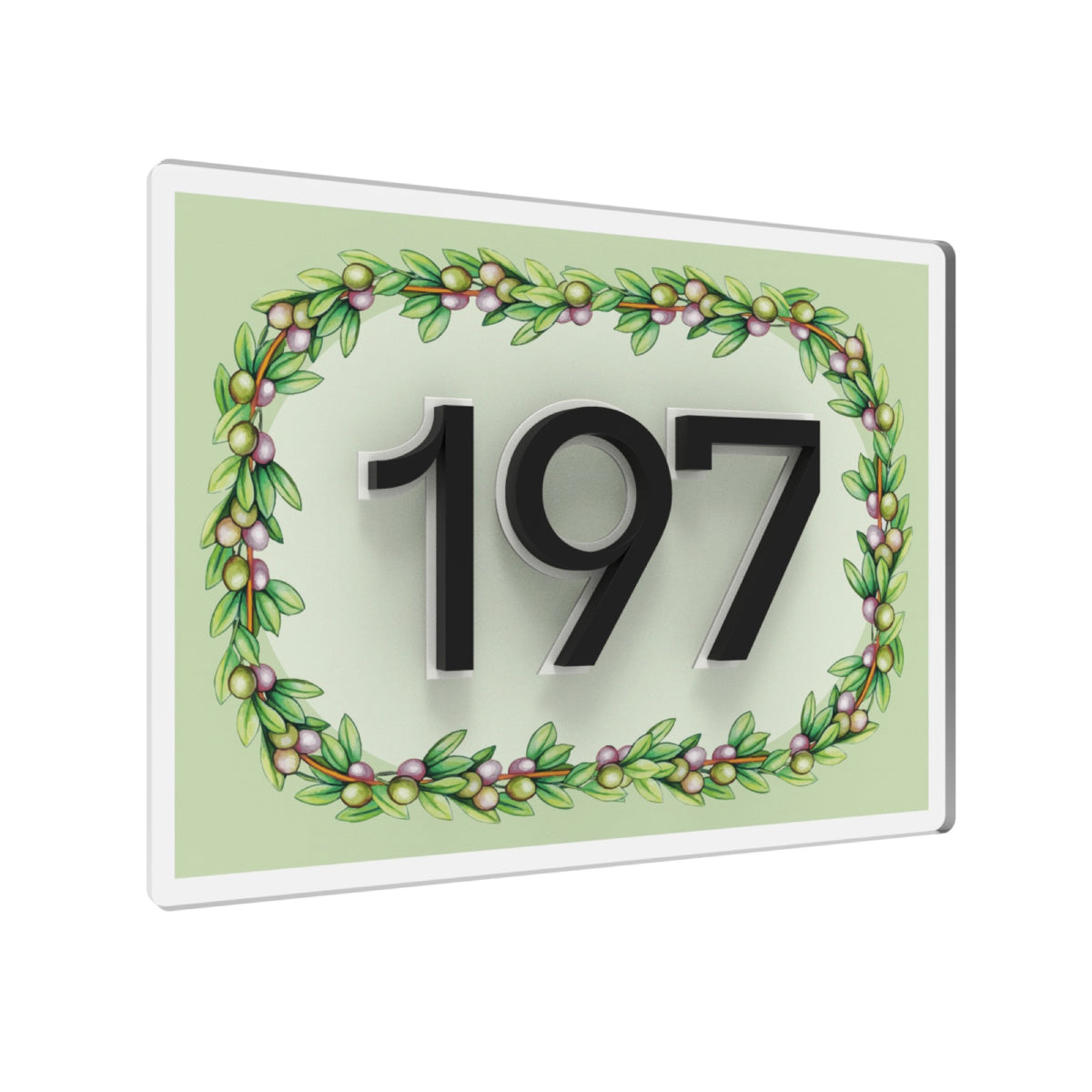 Mediterranean Crest House Number Sign with 3D Black Numbers