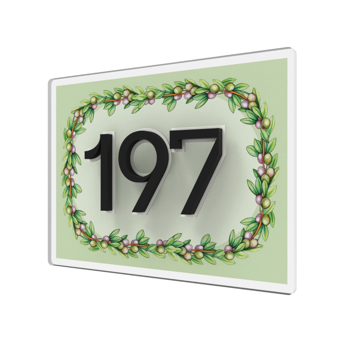 Mediterranean Crest House Number Sign with 3D Black Numbers