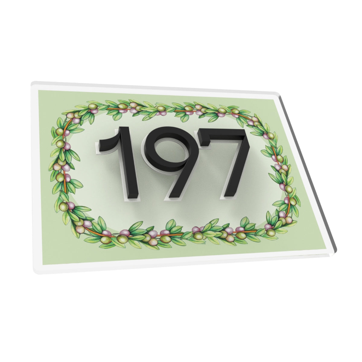 Mediterranean Crest House Number Sign with 3D Black Numbers