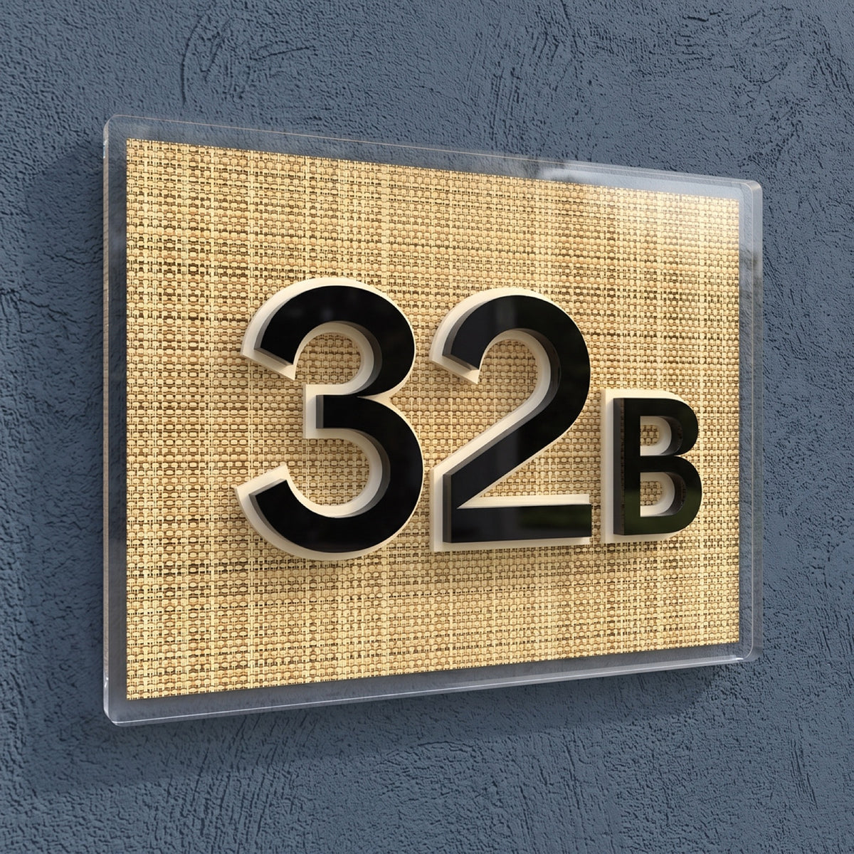 Mediterranean Crest Address Plaque in Black & Ivory