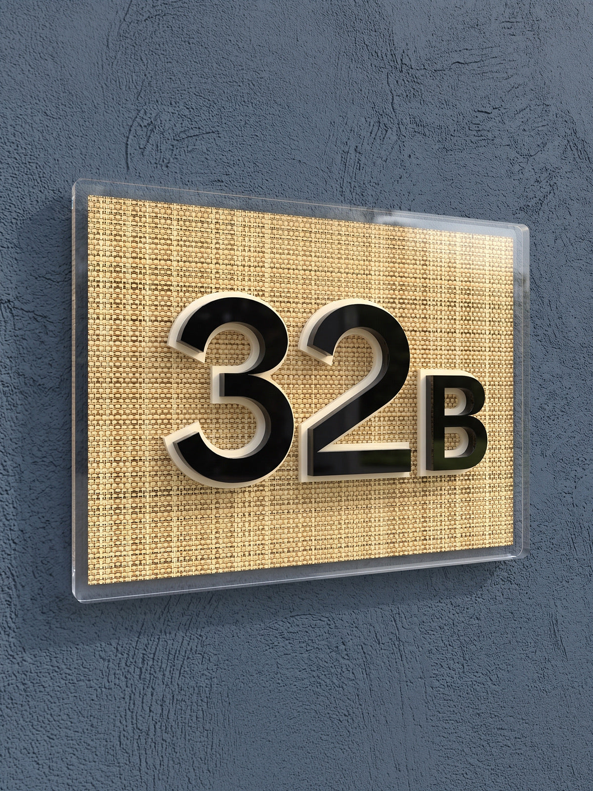 Mediterranean Crest Address Plaque in Black & Ivory