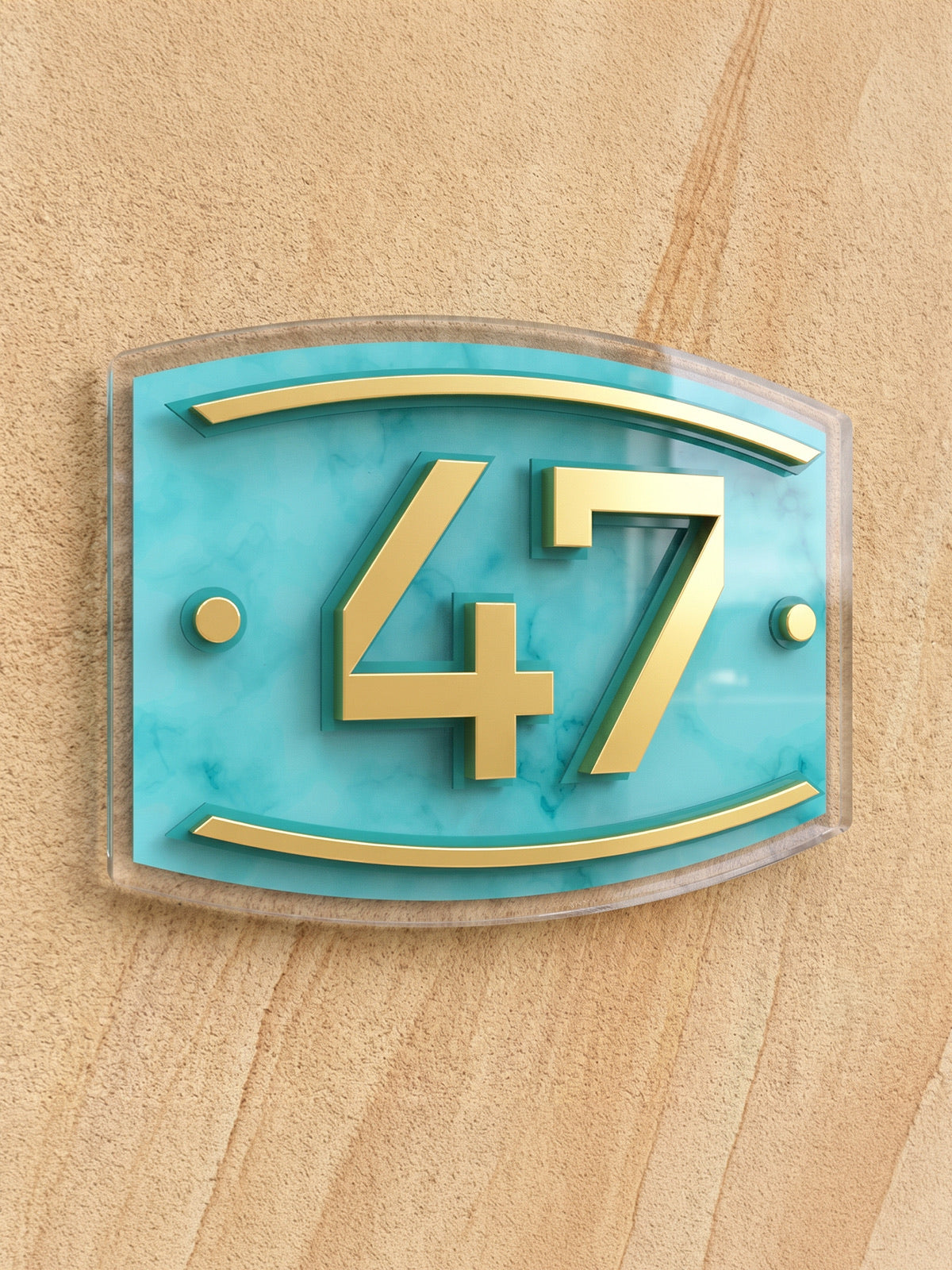 Turquoise & Gold Acrylic Address Plaque