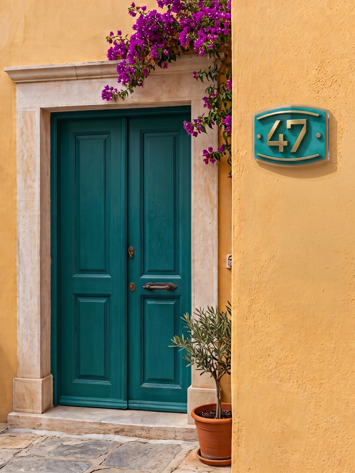 Turquoise & Gold Acrylic Address Plaque