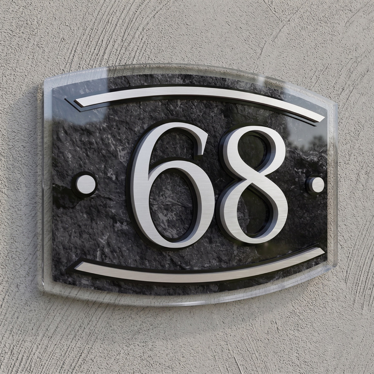 Black Stone Texture Acrylic House Number Sign