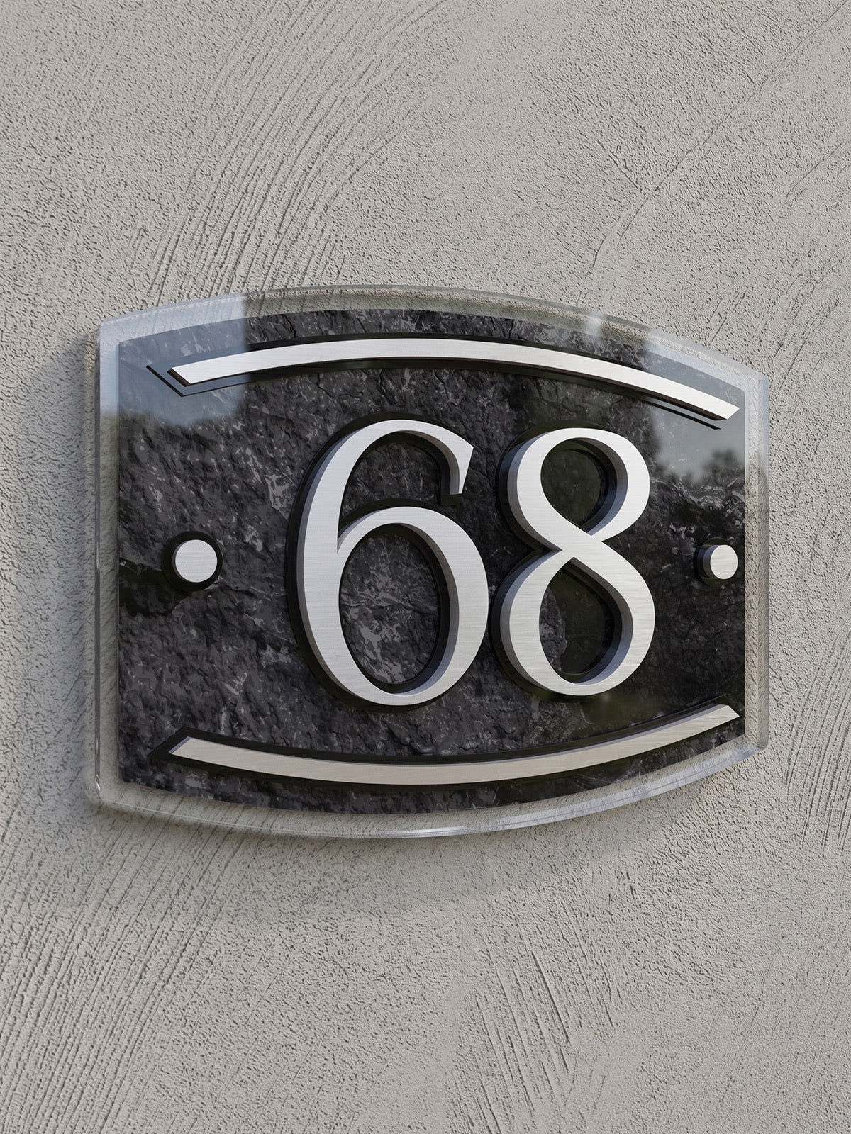 Black Stone Texture Acrylic House Number Sign