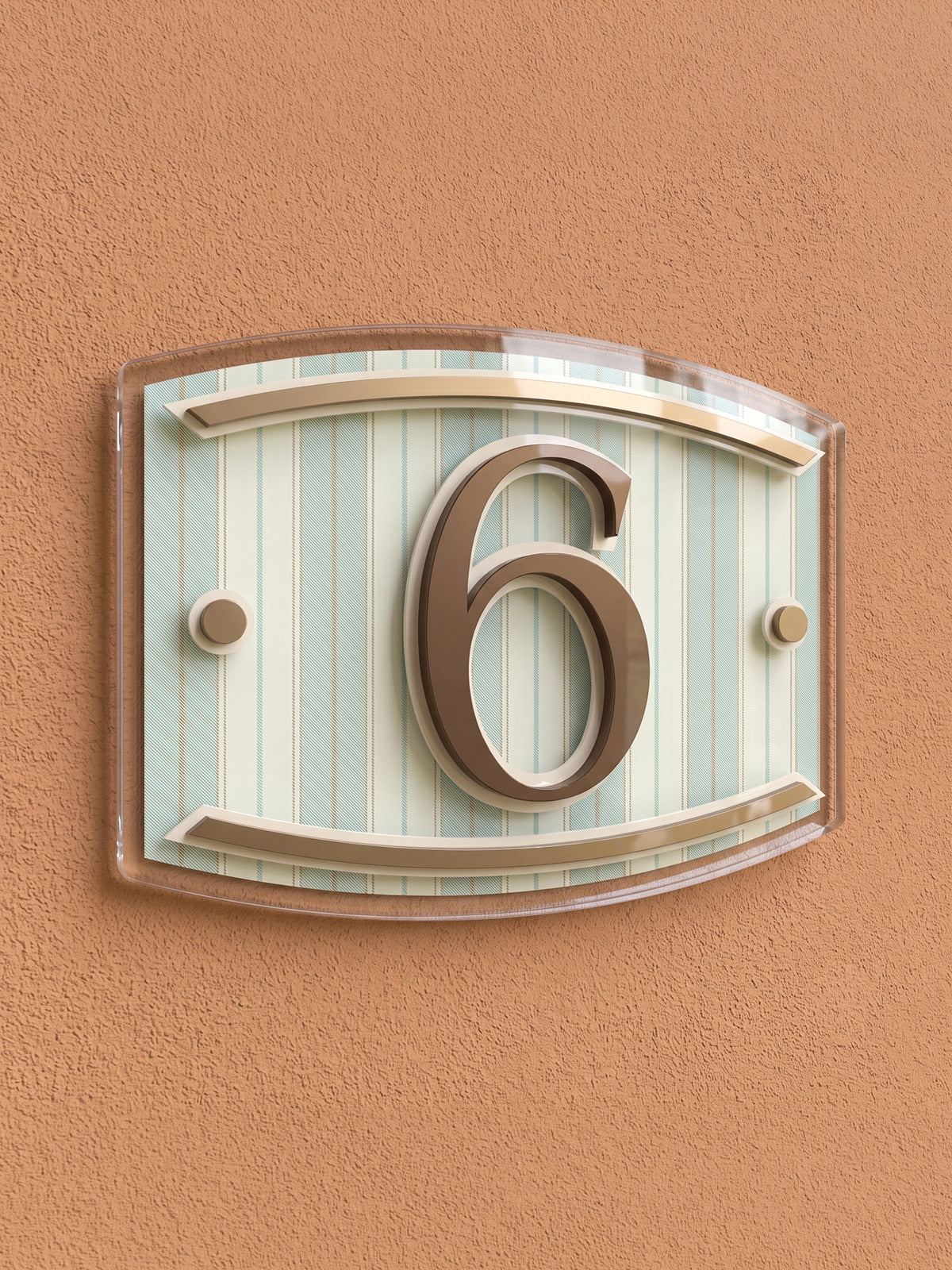 Bronze & Mediterranean Textile Acrylic House Number Sign