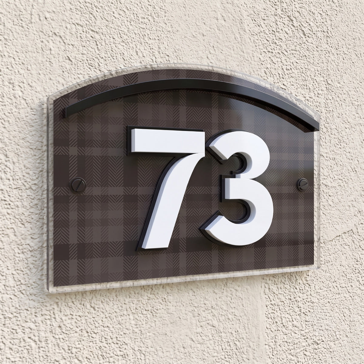 English Tartan Acrylic House Number Sign