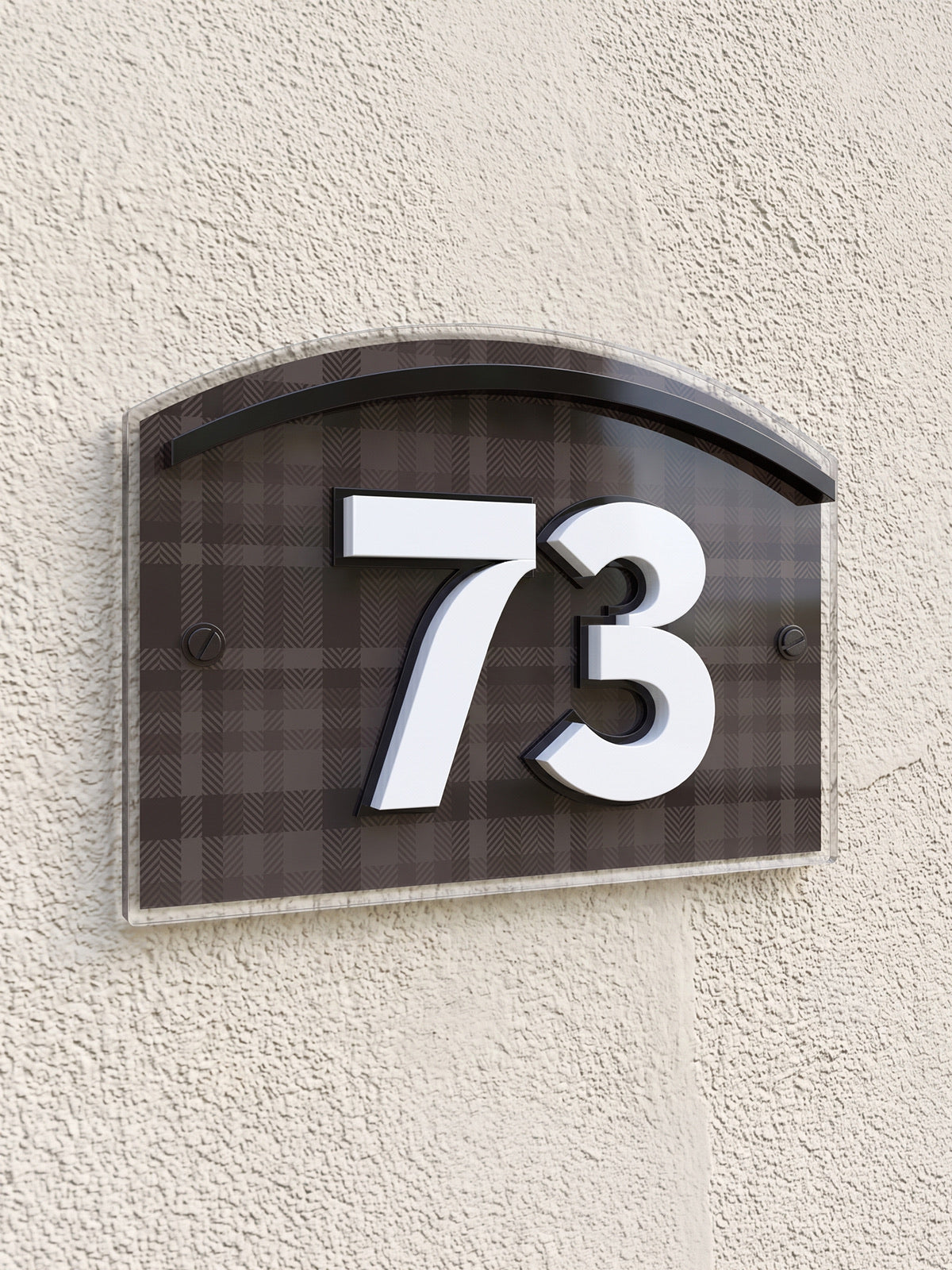 English Tartan Acrylic House Number Sign
