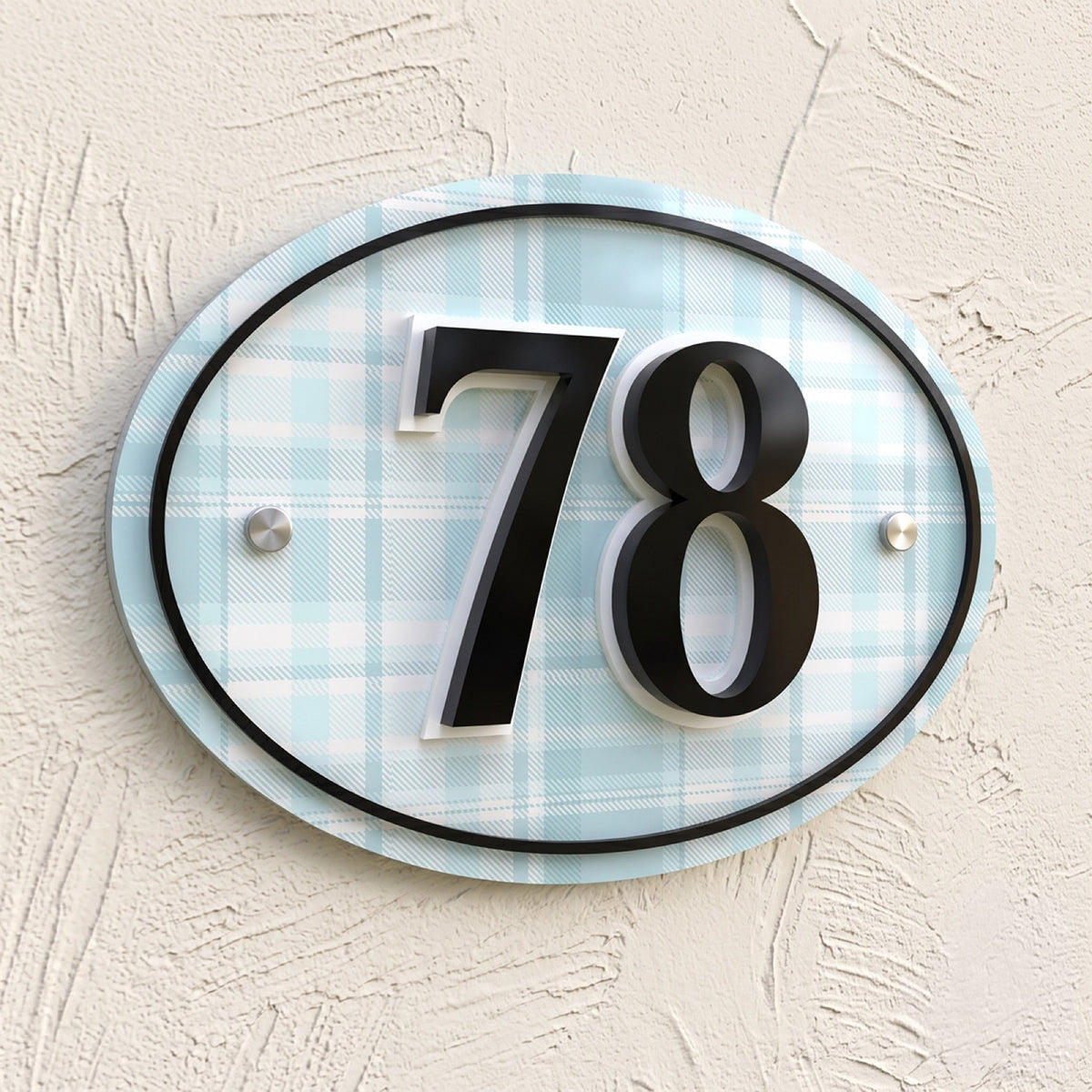 Oval 3D Layered Acrylic House Number Sign