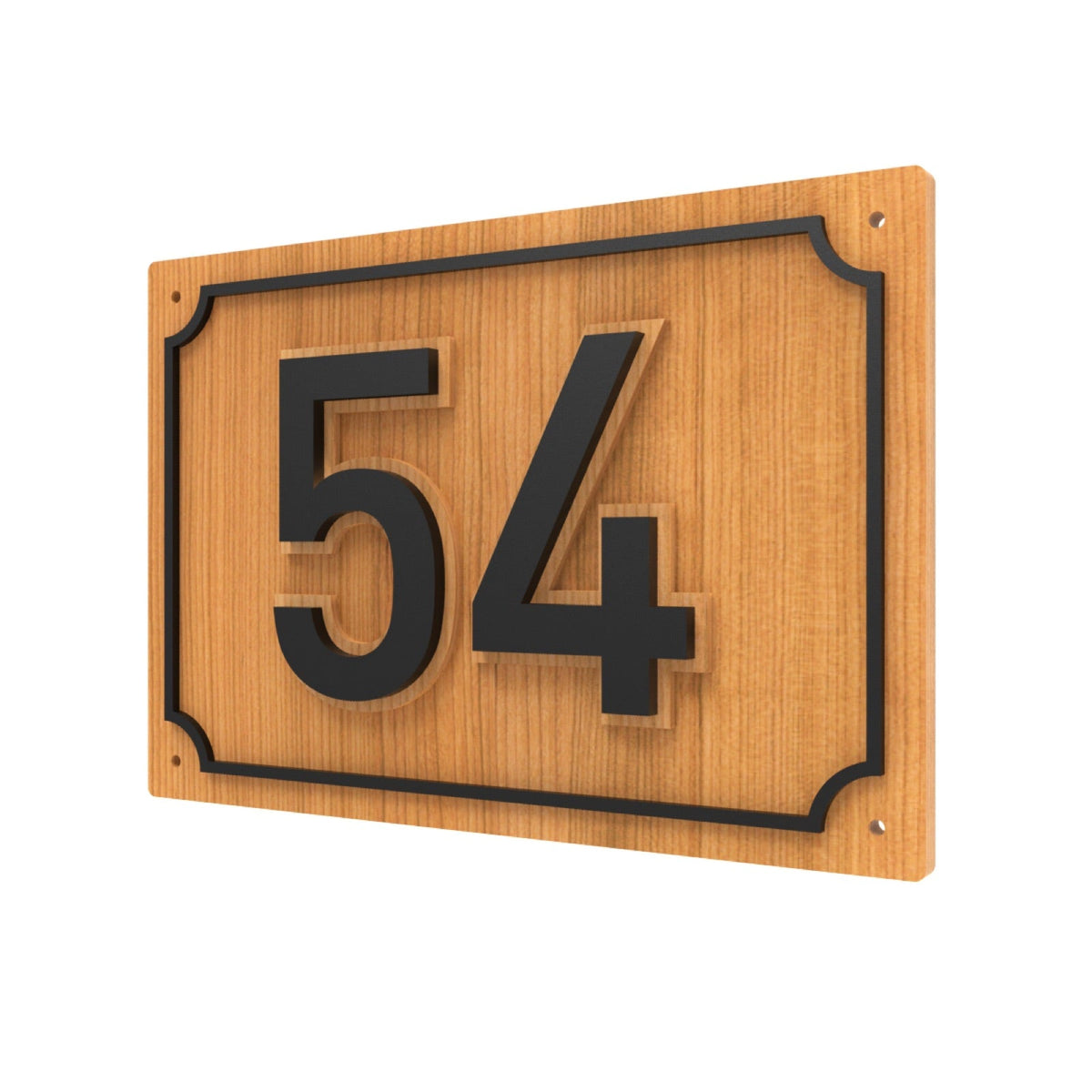 Layered Iroko Wood & Black Acrylic Address Plaque