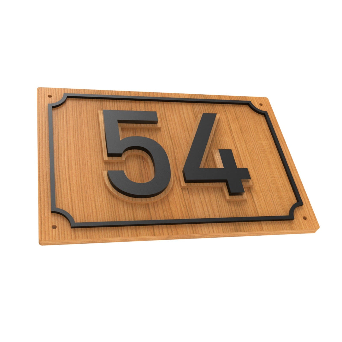 Layered Iroko Wood & Black Acrylic Address Plaque