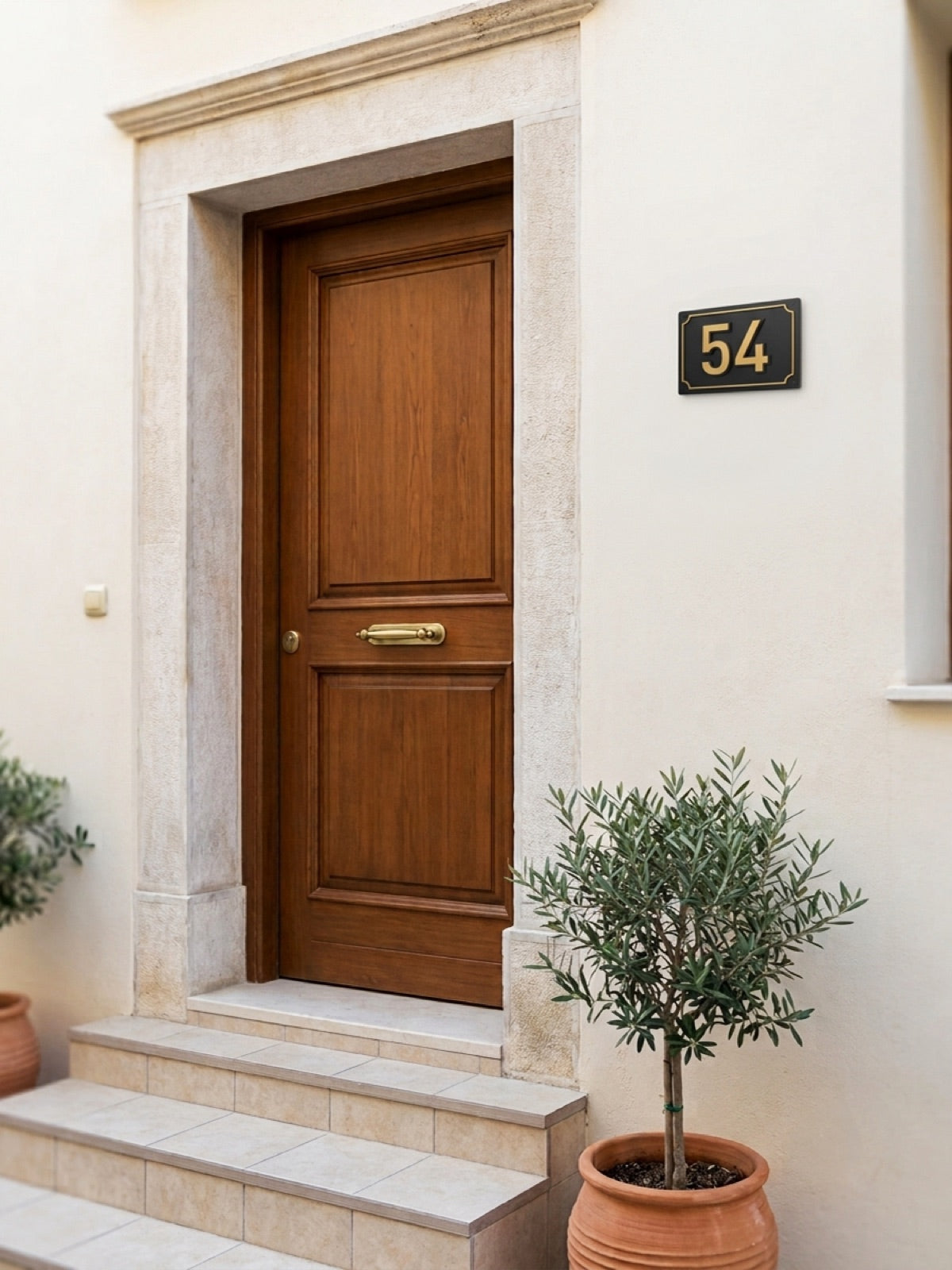 Matte Black & Gold Acrylic House Number Sign